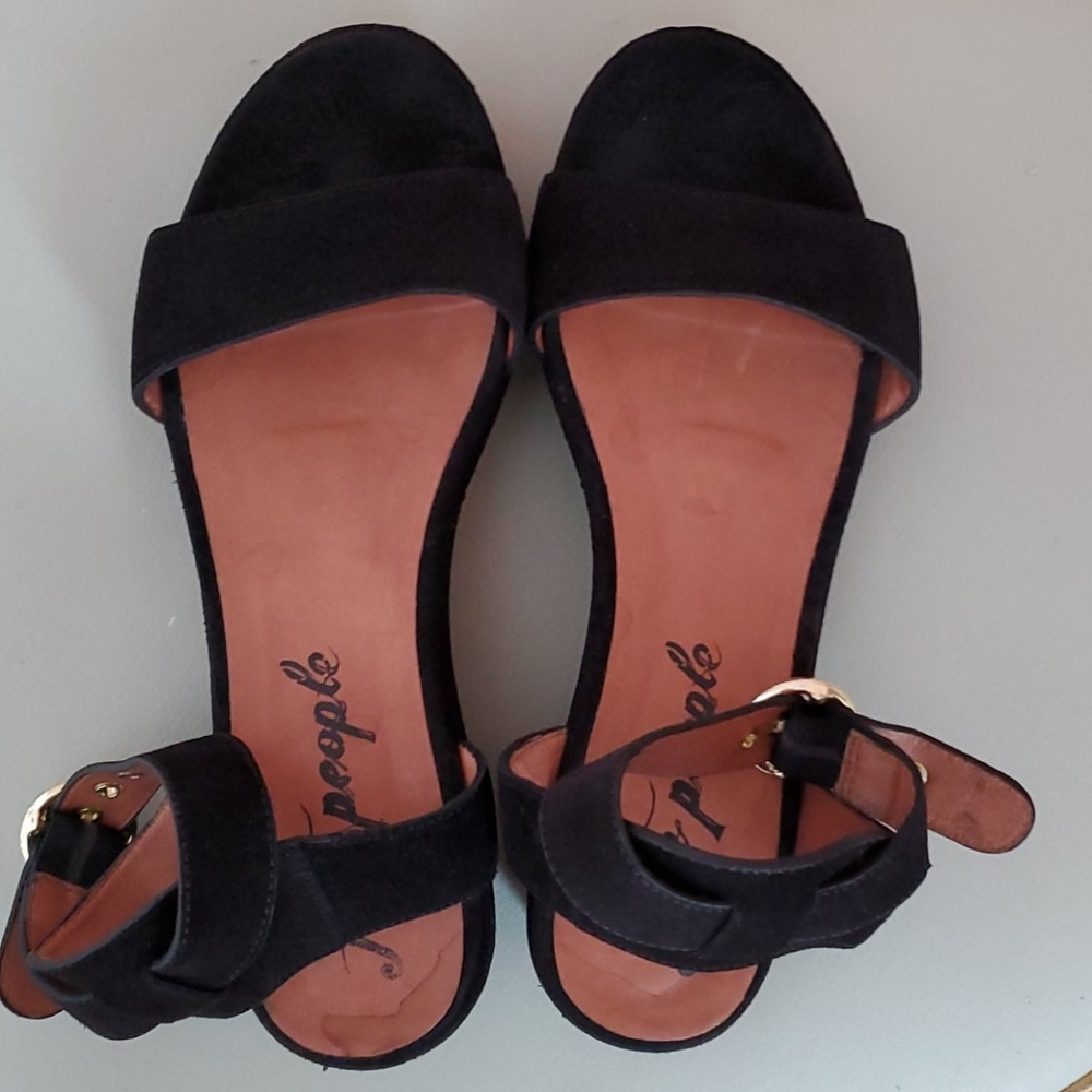 Free People Black Platform Ankle-Strap Sandals - Picture 6 of 8